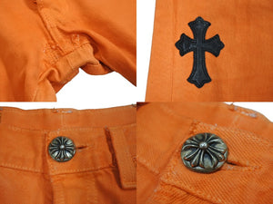 ChromeHearts クロムハーツ ギャラリーデプト リーバイス クロスパッチフレアデニムパンツ オレンジ サイズ28 美品 中古 66398