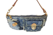 画像をギャラリービューアに読み込む, 極美品 LOUISVUITTON ルイヴィトン パウチィ ワンショルダーバッグ M95382 パッチワーク モノグラムデニム ブルー 中古 66403