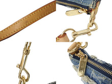 画像をギャラリービューアに読み込む, 極美品 LOUISVUITTON ルイヴィトン パウチィ ワンショルダーバッグ M95382 パッチワーク モノグラムデニム ブルー 中古 66403