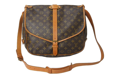Louis Vuitton ルイヴィトン ソミュール35 ショルダーバッグ M42254 モノグラム キャンバス ブラウン ゴールド金具 美品 中古 66413