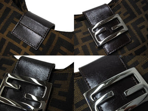 FENDI フェンディ ワンショルダーバッグ ズッカ柄 マンマバケット キャンバス レザー シルバー金具 ブラウン 美品 中古 66424 