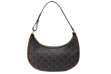 Load image into Gallery viewer, 極美品 CELINE セリーヌ ワンショルダーバッグ トリオンフ 19395 2BZJ PVC レザー ブラウン ゴールド金具 総柄 中古 66425
