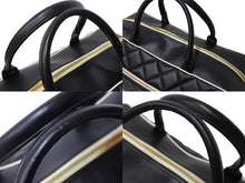 Load image into Gallery viewer, CHANEL シャネル ボストンバッグ 3番台 キルティング ブラック ホワイト ロゴ カーフスキン ゴールド金具 美品 中古 66426