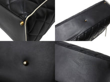 Load image into Gallery viewer, CHANEL シャネル ボストンバッグ 3番台 キルティング ブラック ホワイト ロゴ カーフスキン ゴールド金具 美品 中古 66426