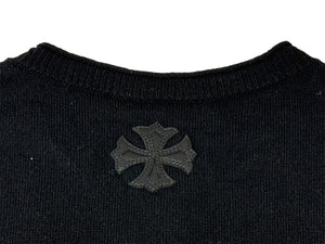CHROME HEARTS クロムハーツ ニットベスト サイズS CHプラスパッチ レザー カシミヤ シルバ−925 ブラック 美品 中古 66470
