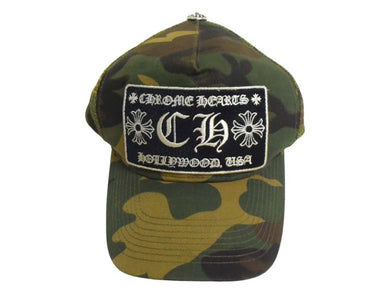 Chrome Hearts クロムハーツ トラッカーキャップ メッシュ カモ柄 クロスボール サイズ4 パッチ シルバー925 美品 中古 66473