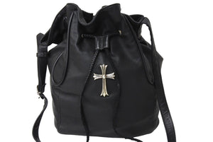 CHROMEHEARTS クロムハーツ JILLIAN ジリアン ショルダーバッグ ラージCHクロス レザー シルバー925 ブラック 美品 中古 66477