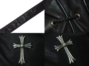 CHROMEHEARTS クロムハーツ JILLIAN ジリアン ショルダーバッグ ラージCHクロス レザー シルバー925 ブラック 美品 中古 66477