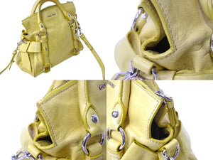 MIUMIU ミュウミュウ ハンドバッグ ショルダーバッグ S030801 サイドリボン 2WAY イエロー シルバー金具 美品 中古 66481 