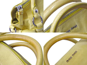 MIUMIU ミュウミュウ ハンドバッグ ショルダーバッグ S030801 サイドリボン 2WAY イエロー シルバー金具 美品 中古 66481 