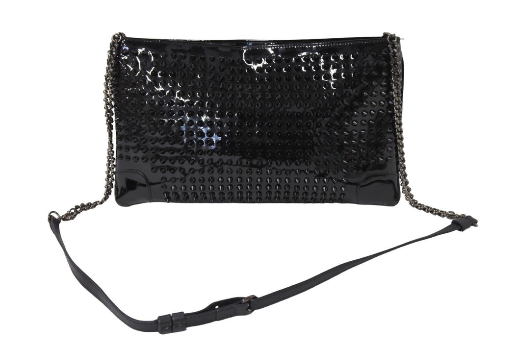 Christian Louboutin クリスチャンルブタン 2WAYバッグ クラッチ ショルダーバッグ エナメル ブラック 美品 中古 66483