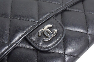 CHANEL シャネル マトラッセ 二つ折り財布 フラップウォレット 10番台 ココマーク ブラック ラムスキン 良品 中古 66484