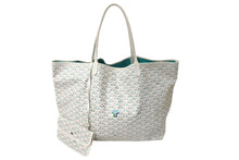 画像をギャラリービューアに読み込む, GOYARD ゴヤール サンルイ クレールヴォア GM トートバッグ 2022年限定 ホワイト グリーン ヘリンボーン柄 美品 中古 66489