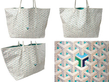 画像をギャラリービューアに読み込む, GOYARD ゴヤール サンルイ クレールヴォア GM トートバッグ 2022年限定 ホワイト グリーン ヘリンボーン柄 美品 中古 66489
