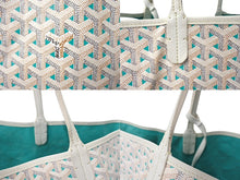 画像をギャラリービューアに読み込む, GOYARD ゴヤール サンルイ クレールヴォア GM トートバッグ 2022年限定 ホワイト グリーン ヘリンボーン柄 美品 中古 66489