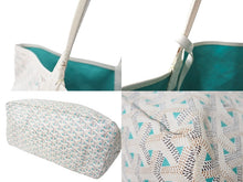 画像をギャラリービューアに読み込む, GOYARD ゴヤール サンルイ クレールヴォア GM トートバッグ 2022年限定 ホワイト グリーン ヘリンボーン柄 美品 中古 66489