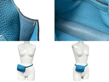 Load image into Gallery viewer, HERMES エルメス ポシェットグリーン ショルダーバッグ □G刻印 トゴ ブルージーン シルバー金具 美品 中古 66500