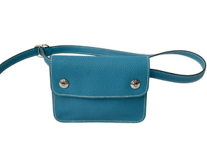 HERMES エルメス ポシェットグリーン ショルダーバッグ □G刻印 トゴ ブルージーン シルバー金具 美品 中古 66500