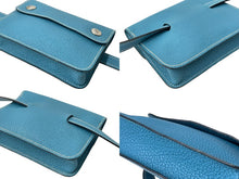 Load image into Gallery viewer, HERMES エルメス ポシェットグリーン ショルダーバッグ □G刻印 トゴ ブルージーン シルバー金具 美品 中古 66500