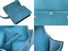 Load image into Gallery viewer, HERMES エルメス ポシェットグリーン ショルダーバッグ □G刻印 トゴ ブルージーン シルバー金具 美品 中古 66500