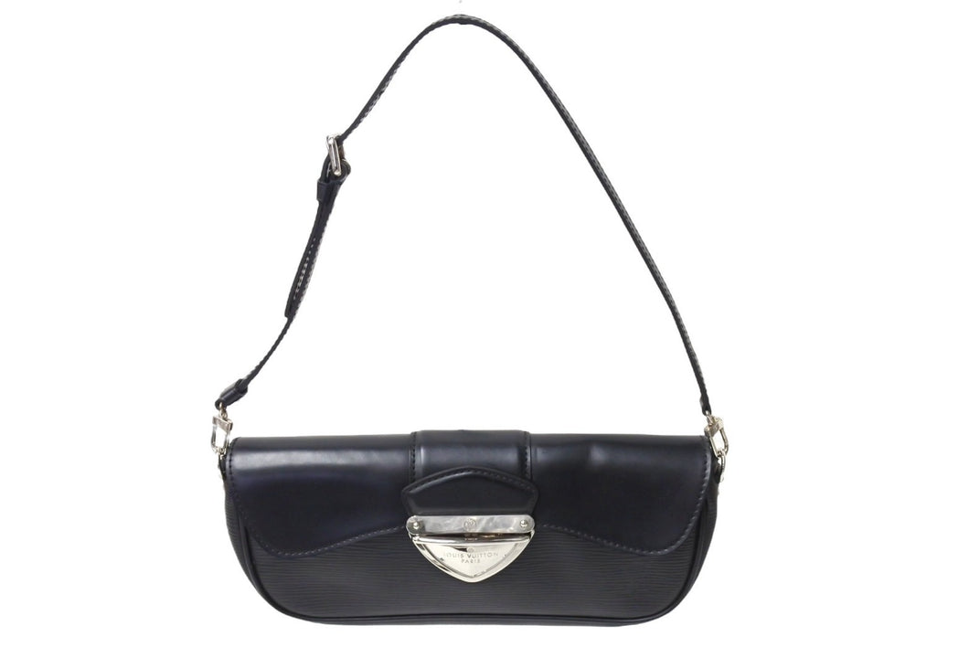 極美品 LOUIS VUITTON ルイヴィトン ポシェット モンテーニュ ワンショルダーバッグ M59292 エピ レザー ブラック シルバー金具 中古 66503