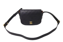 Load image into Gallery viewer, CHANEL シャネル Wフラップ マトラッセ ショルダーバッグ ココマーク 24番台 ラムスキン ブラック ゴールド金具 美品 中古 66510