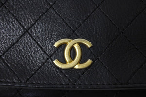 CHANEL シャネル Wフラップ マトラッセ ショルダーバッグ ココマーク 24番台 ラムスキン ブラック ゴールド金具 美品 中古 66510