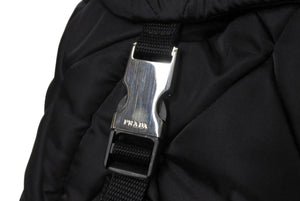 極美品 PRADA プラダ キルティング ナイロン バックパック リュック 1BZ020 トライアングルロゴ ブラック シルバー金具 中古 66512 