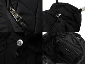 極美品 PRADA プラダ キルティング ナイロン バックパック リュック 1BZ020 トライアングルロゴ ブラック シルバー金具 中古 66512 