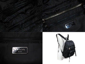 極美品 PRADA プラダ キルティング ナイロン バックパック リュック 1BZ020 トライアングルロゴ ブラック シルバー金具 中古 66512 