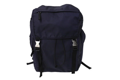 極美品 PRADA プラダ リュック バックパック 2VZ062 トライアングルロゴ ナイロン ネイビー シルバー金具 中古 66513 