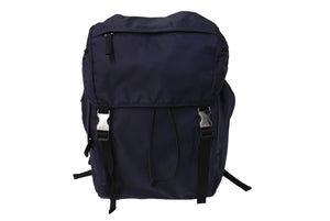 極美品 PRADA プラダ リュック バックパック 2VZ062 トライアングルロゴ ナイロン ネイビー シルバー金具 中古 66513 
