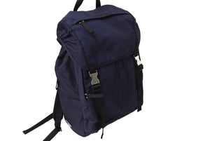 極美品 PRADA プラダ リュック バックパック 2VZ062 トライアングルロゴ ナイロン ネイビー シルバー金具 中古 66513 