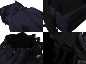 極美品 PRADA プラダ リュック バックパック 2VZ062 トライアングルロゴ ナイロン ネイビー シルバー金具 中古 66513 