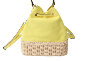 極美品 PRADA プラダ プラージュ ウィッカー ハンドバッグ ショルダーバッグ 2WAY 1BE039 トライアングルロゴ イエロー ベージュ 中古 66515 