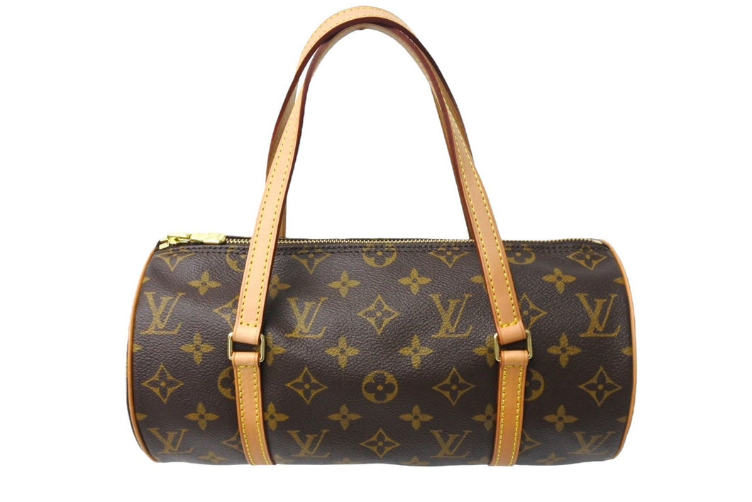 極美品 LOUIS VUITTON ルイヴィトン パピヨン26 ハンドバッグ M51366 モノグラム PVC レザー ブラウン ゴールド金具 中古 66518