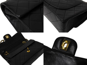 CHANEL シャネル チェーンショルダーバッグ マトラッセ23 Wフラップ ラムスキン 0番台 ブラック ゴールド 美品 中古 66519