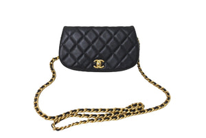 極美品 CHANEL シャネル マトラッセ チェーンショルダーバッグ 31番台 ラムスキン ブラック マッドゴールド金具 中古 66520