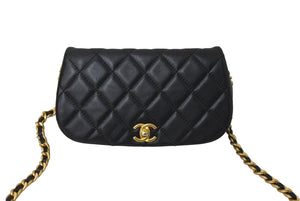 極美品 CHANEL シャネル マトラッセ チェーンショルダーバッグ 31番台 ラムスキン ブラック マッドゴールド金具 中古 66520