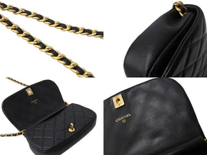 極美品 CHANEL シャネル マトラッセ チェーンショルダーバッグ 31番台 ラムスキン ブラック マッドゴールド金具 中古 66520