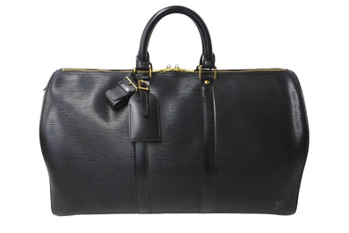 Louis Vuitton ルイヴィトン エピ キーポル45 ボストンバッグ 旅行カバン M59062 エピレザー ノワール ゴールド 美品 中古 66521