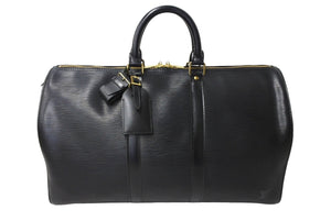 Louis Vuitton ルイヴィトン エピ キーポル45 ボストンバッグ 旅行カバン M59062 エピレザー ノワール ゴールド 美品 中古 66521