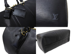 Louis Vuitton ルイヴィトン エピ キーポル45 ボストンバッグ 旅行カバン M59062 エピレザー ノワール ゴールド 美品 中古 66521