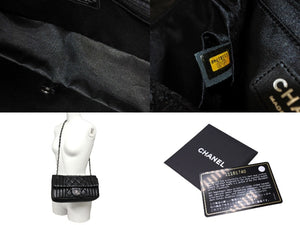 CHANEL シャネル マドモアゼル パンチング ショルダーバッグ ココマーク 11番台 ラムスキン ブラック シルバー金具 美品 中古 66522