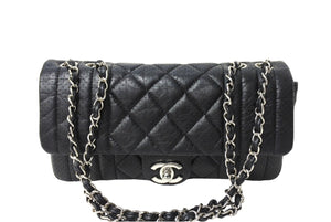 CHANEL シャネル マドモアゼル パンチング ショルダーバッグ ココマーク 11番台 ラムスキン ブラック シルバー金具 美品 中古 66522