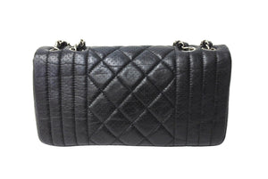 CHANEL シャネル マドモアゼル パンチング ショルダーバッグ ココマーク 11番台 ラムスキン ブラック シルバー金具 美品 中古 66522