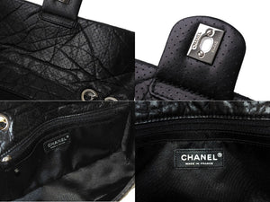 CHANEL シャネル マドモアゼル パンチング ショルダーバッグ ココマーク 11番台 ラムスキン ブラック シルバー金具 美品 中古 66522