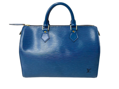 LOUIS VUITTON ルイヴィトン スピーディ30 エピ ボストンバッグ M43005 PVC レザー ブルー ゴールド金具 美品 中古 66523
