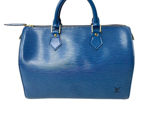 LOUIS VUITTON ルイヴィトン スピーディ30 エピ ボストンバッグ M43005 PVC レザー ブルー ゴールド金具 美品 中古 66523