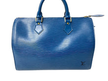 Load image into Gallery viewer, LOUIS VUITTON ルイヴィトン スピーディ30 エピ ボストンバッグ M43005 PVC レザー ブルー ゴールド金具 美品 中古 66523